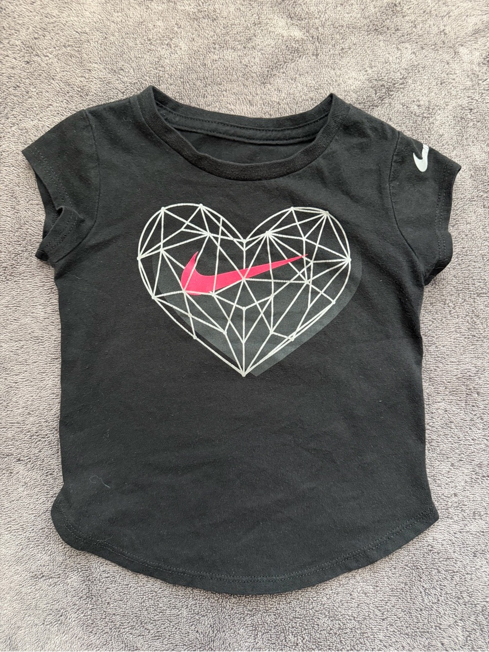 Nike Black Short Sleeve Tee with Pink Swoosh Heart